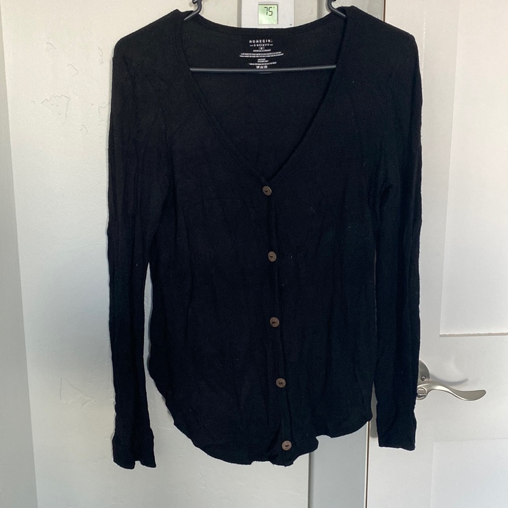 Black Button Down Sweater - image 1